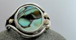 Abalone silver & gold ring