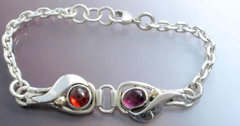 Garnet & Amethyst link Bracelet picture