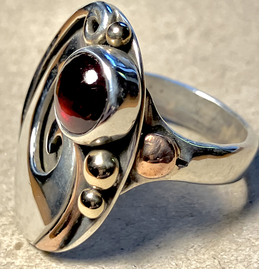 Mixed Metal Table Ring with Garnet picture