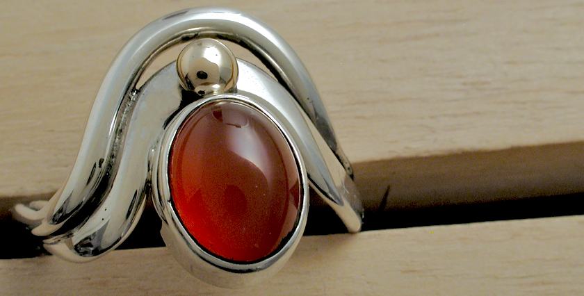 Carnelian Silver & gold ring picture