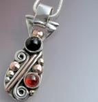 Garnet & Black Onyx Pendant with Spirals