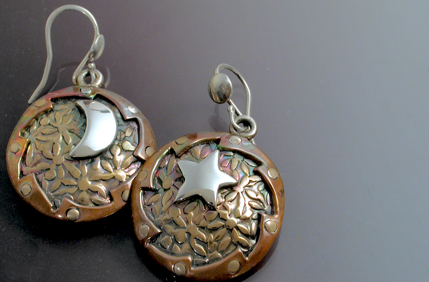 Star & Moon Spinning Sun Earrings