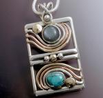 Rectanular Turquoise & Moonstone Pendant