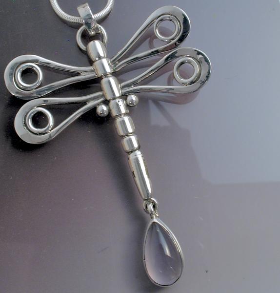 Dragonfly Pendant with Blue Chalcedony
