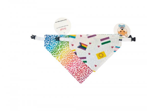 Pride Flags and Rainbow Cheetah Print Reversible Buckle Bandana picture