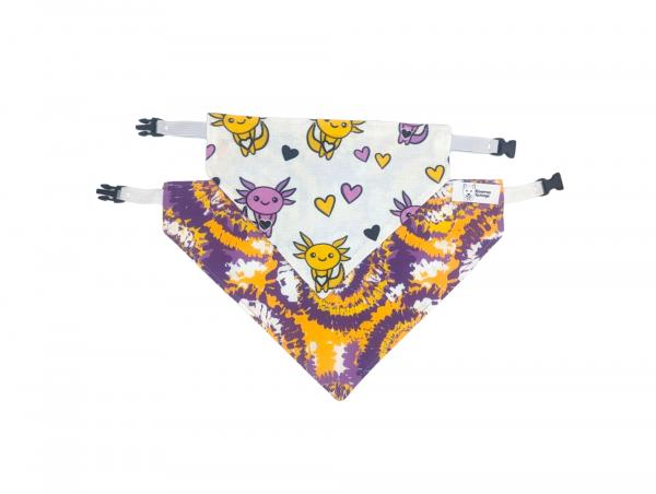 Nonbinary Axolotls and Purple Yellow Tie Dye  Reversible Buckle Bandana picture