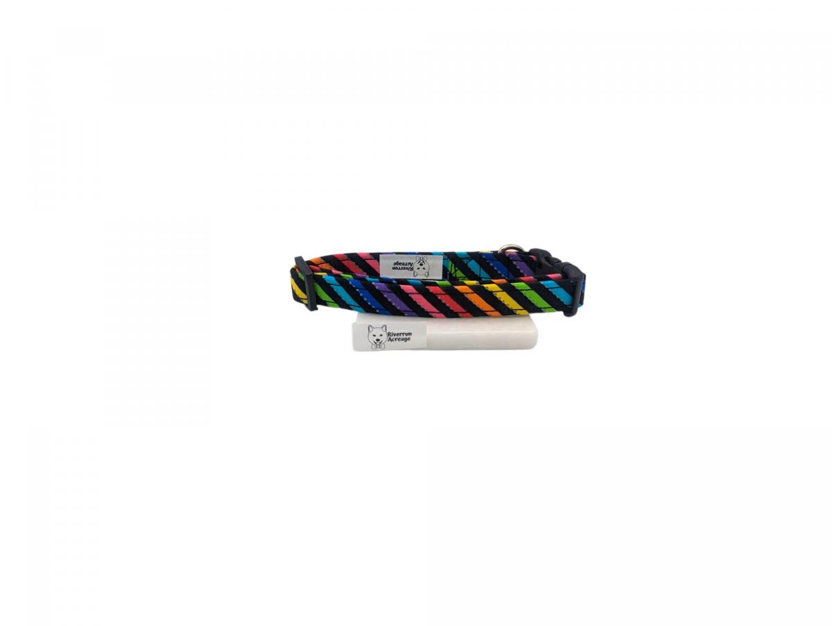Rainbow Stripe on Dog Collar on Black picture