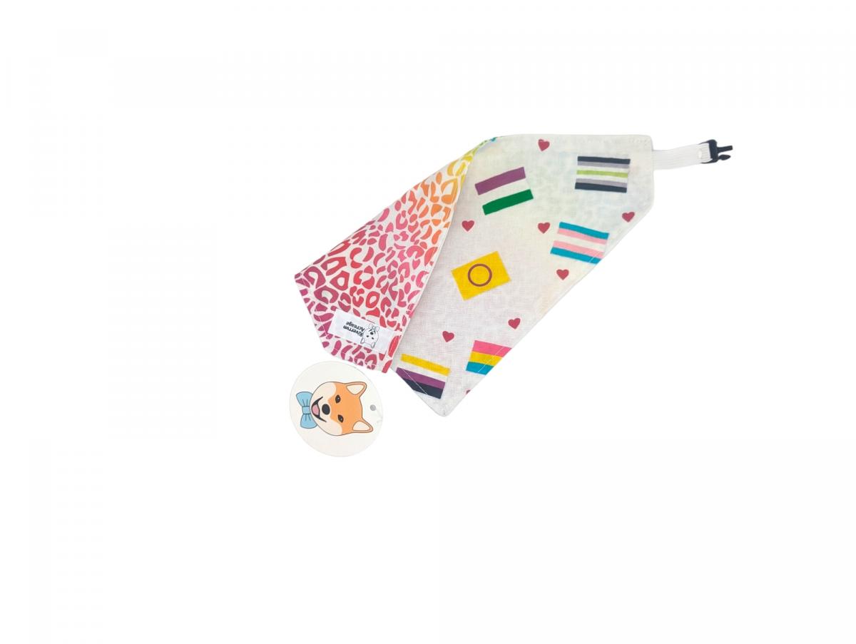 Pride Flags and Rainbow Cheetah Print Reversible Buckle Bandana picture