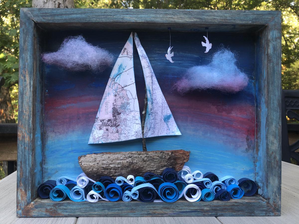 Rustic Sunset Sailboat picture