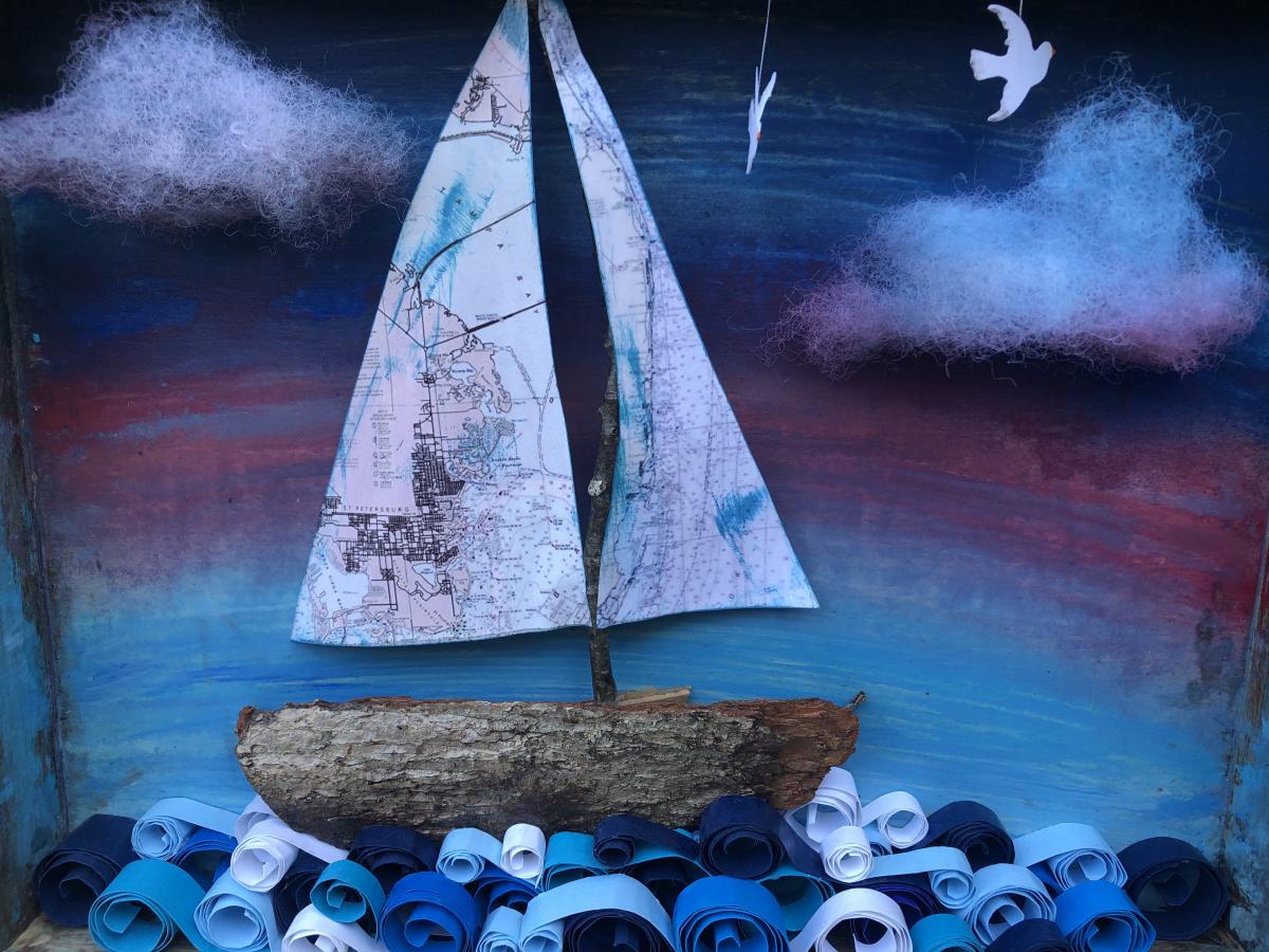 Rustic Sunset Sailboat picture