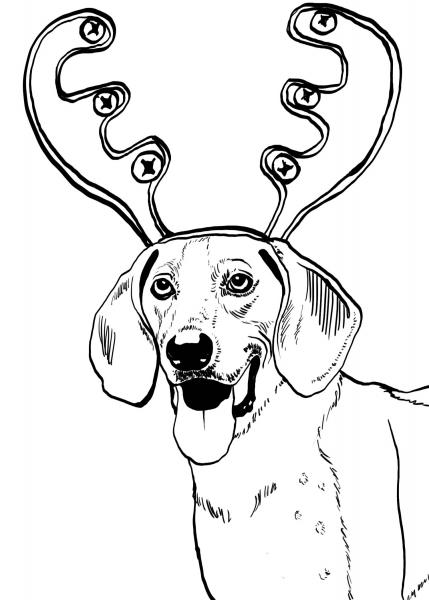 Preview: Reindeer Games 5"x7" blank letterpress greeting card picture