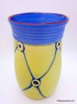 Yellow and Blue Button Vase