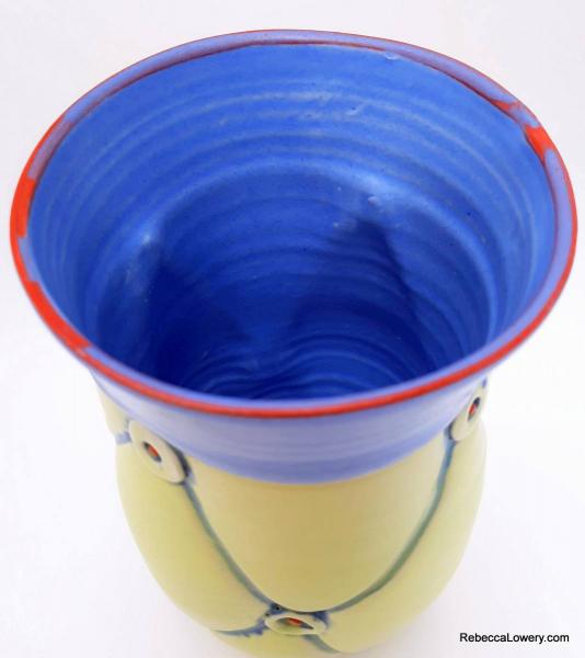 Yellow and Blue Button Vase picture