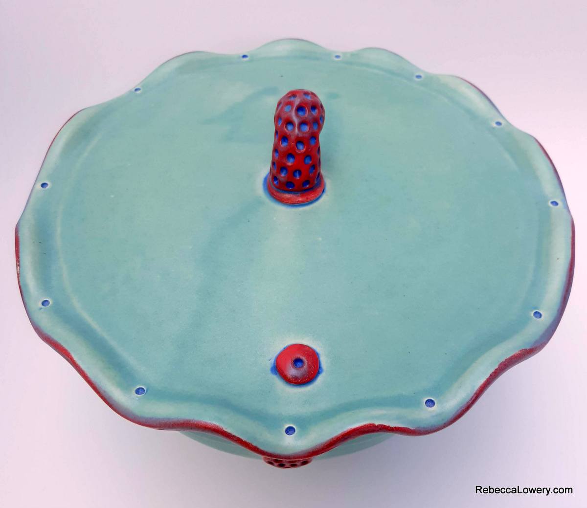 Green Button Ceramic Casserole Dish with Lid picture