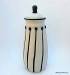 Tall Black & White Lidded Jar