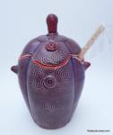 Purple Honey Pot with Rattle Lid and Wooden Honey Dipper