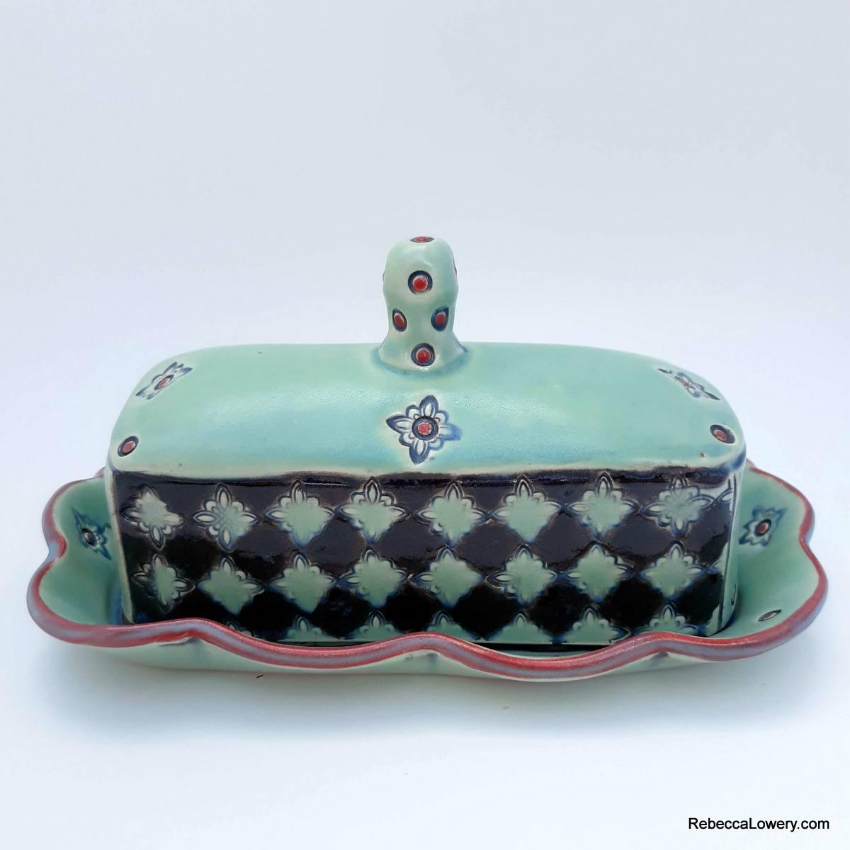 Green Covered Butter Dish Eventeny