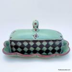 Green Covered Butter Dish