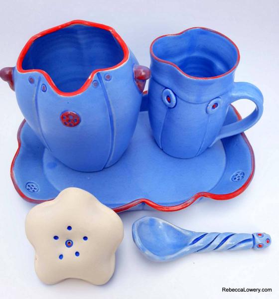Periwinkle Blue Sugar & Creamer Set with Spoon picture