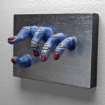 Blue Grasping Wall Sculpture