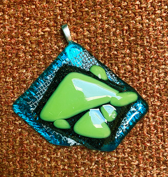 Blue and green diamond shaped pendant picture