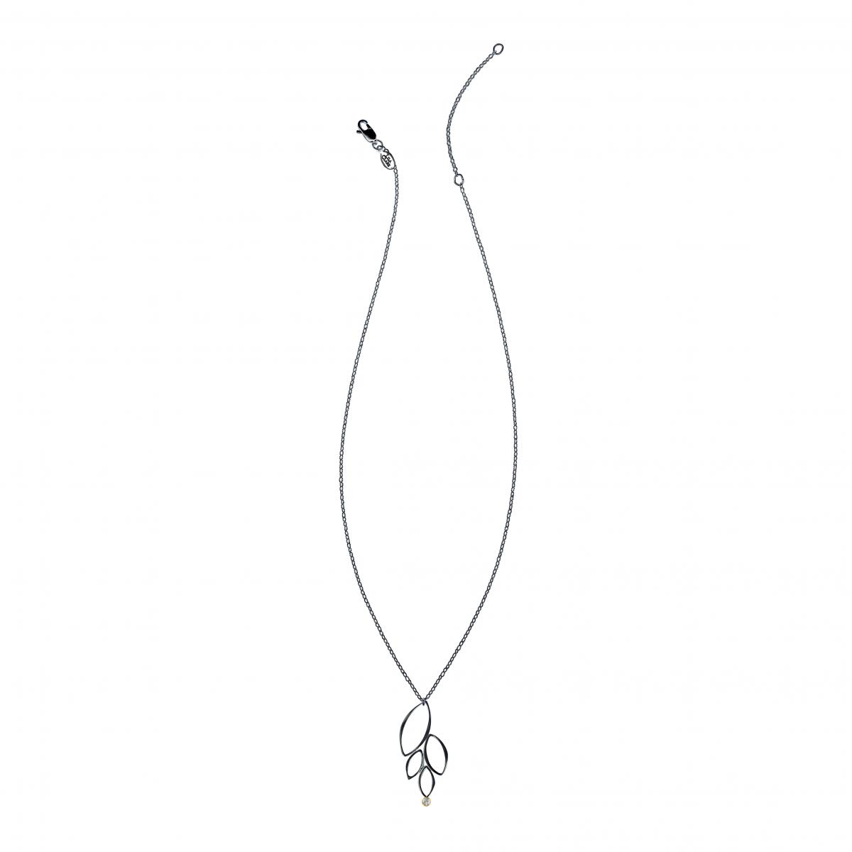 Ella Oxidized Four Leaf Necklace with Gold & Gemstone picture