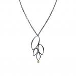 Ella Oxidized Four Leaf Necklace with Gold & Gemstone