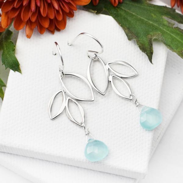 Ella Mini Three Leaf Drop Earrings with Gemstones picture