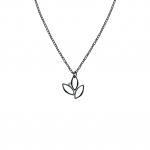 Ella Oxidized Mini Three Leaf Necklace with Gold & Gemstone