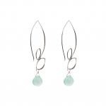 Ella Large Leaf Hooks Earrings with Gemstones
