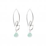 Ella Large Leaf Hooks Earrings with Gemstones