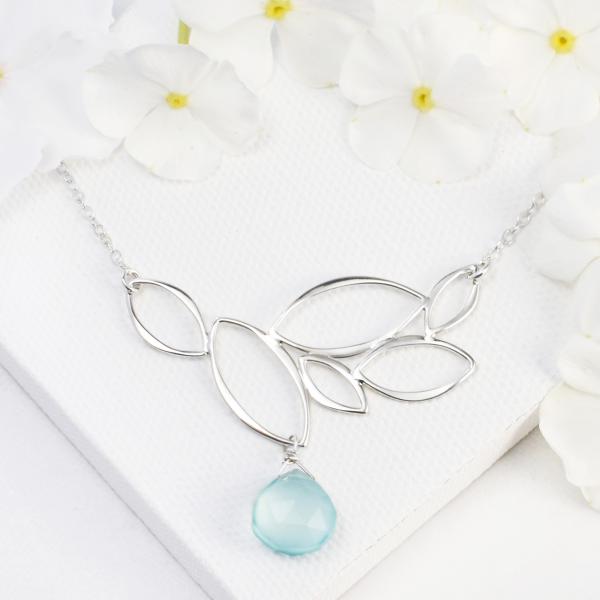 Ella Leaf Cluster Necklace with Gemstone picture