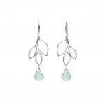 Ella Mini Three Leaf Drop Earrings with Gemstones