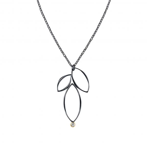 Ella Oxidized Fuchsia Necklace with Gold & Gemstone