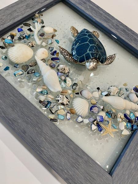 Blue turtle denim frame