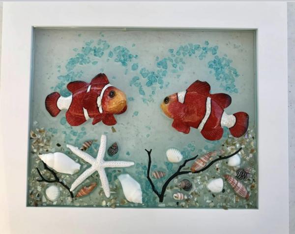 Clown fish on glass picture