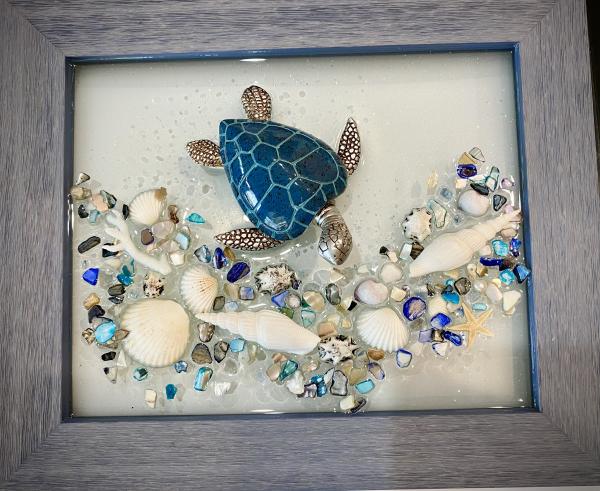 Blue turtle denim frame picture