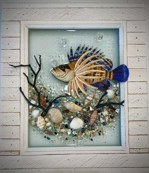 Lionfish shiplap frame picture