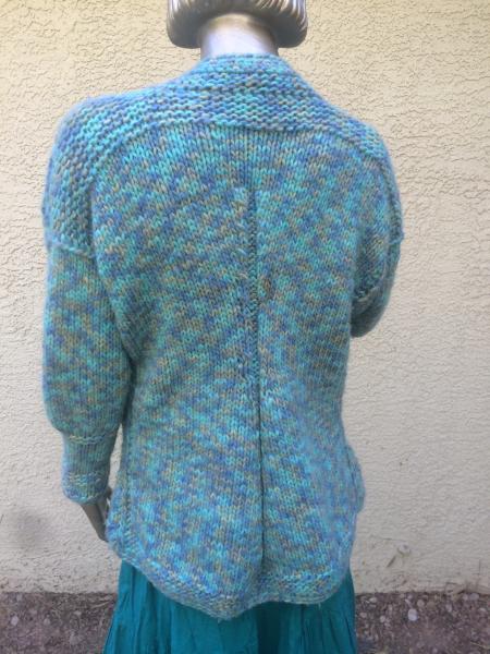 Tailored Handknit Cardigan in Teals picture