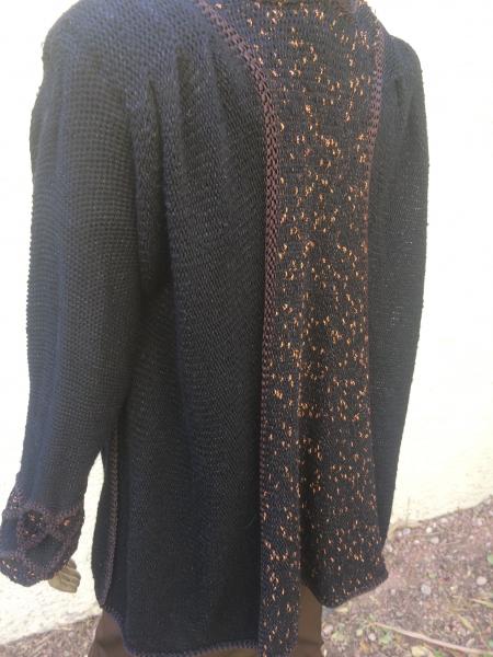 Swing Coat Black with dark brown Diamond pattern picture