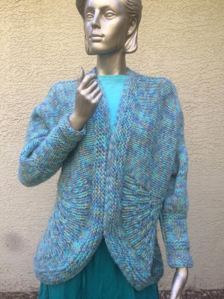 Tailored Handknit Cardigan in Teals