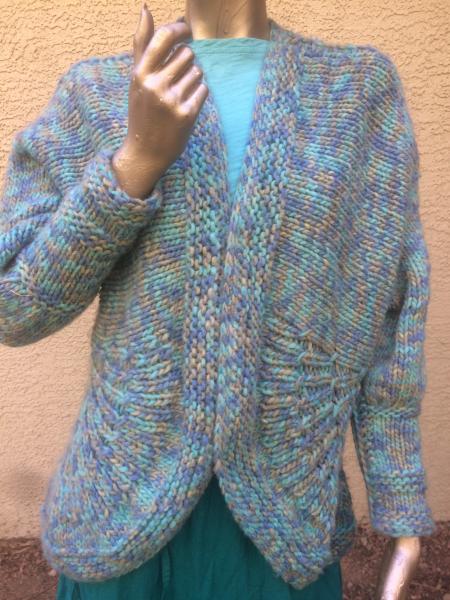 Tailored Handknit Cardigan in Teals picture