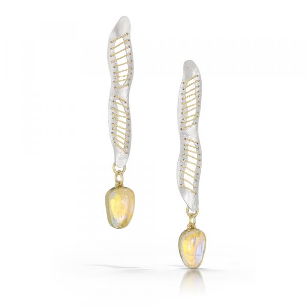 Torn Long Drop Earrings with Moonstones picture