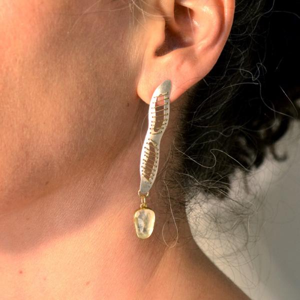 Torn Long Drop Earrings with Moonstones picture