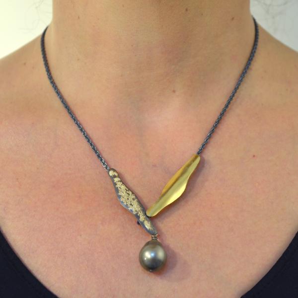 Tahitian Pearl Necklace with 22k Fused Gold picture