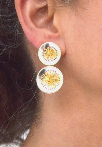 Double Sewn 22k Circle Earrings picture