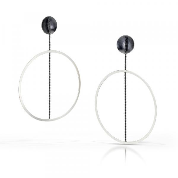 Black &amp; White Hoop Earring 