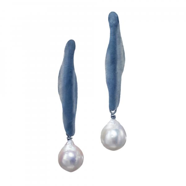 Long Pearl Oxidized Earrings