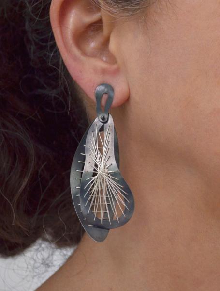 Sew Weave Earrings Oxidized picture