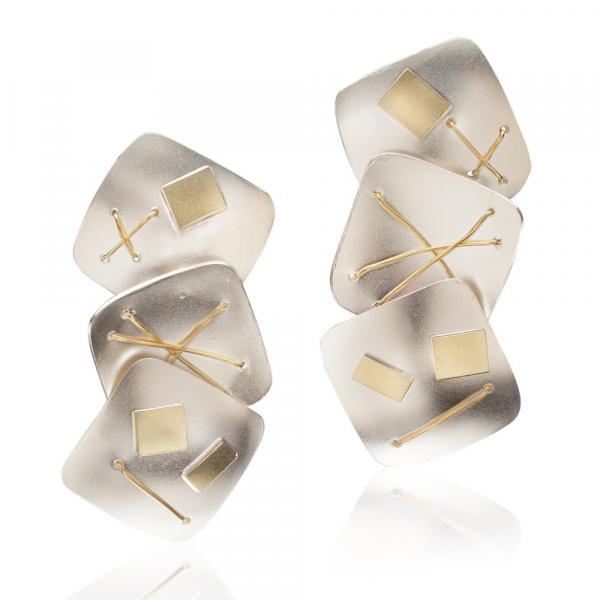 Interwoven Squares Three Piece Earrings